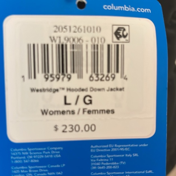 Women’s’ Columbia Coat. New. Westridge-Hooded Down Jacket. Black. Large Coat - Picture 2 of 13